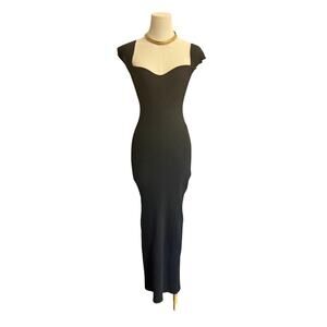 Princess Polly Black Ribbed Sweetheart Bodycon Maxi Dress Size 4